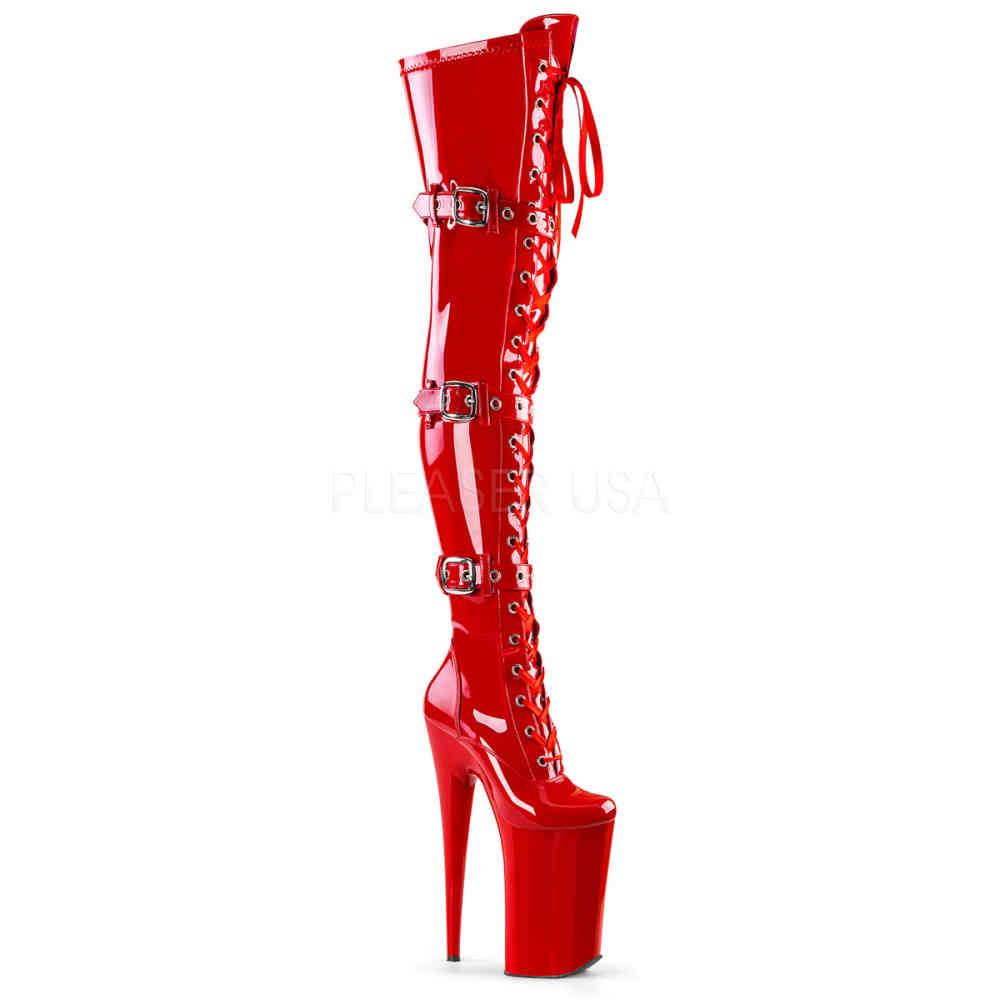 Pleaser - BEYOND3028 Plateau Overknee Laarzen - Paaldans schoenen - Rood Product image